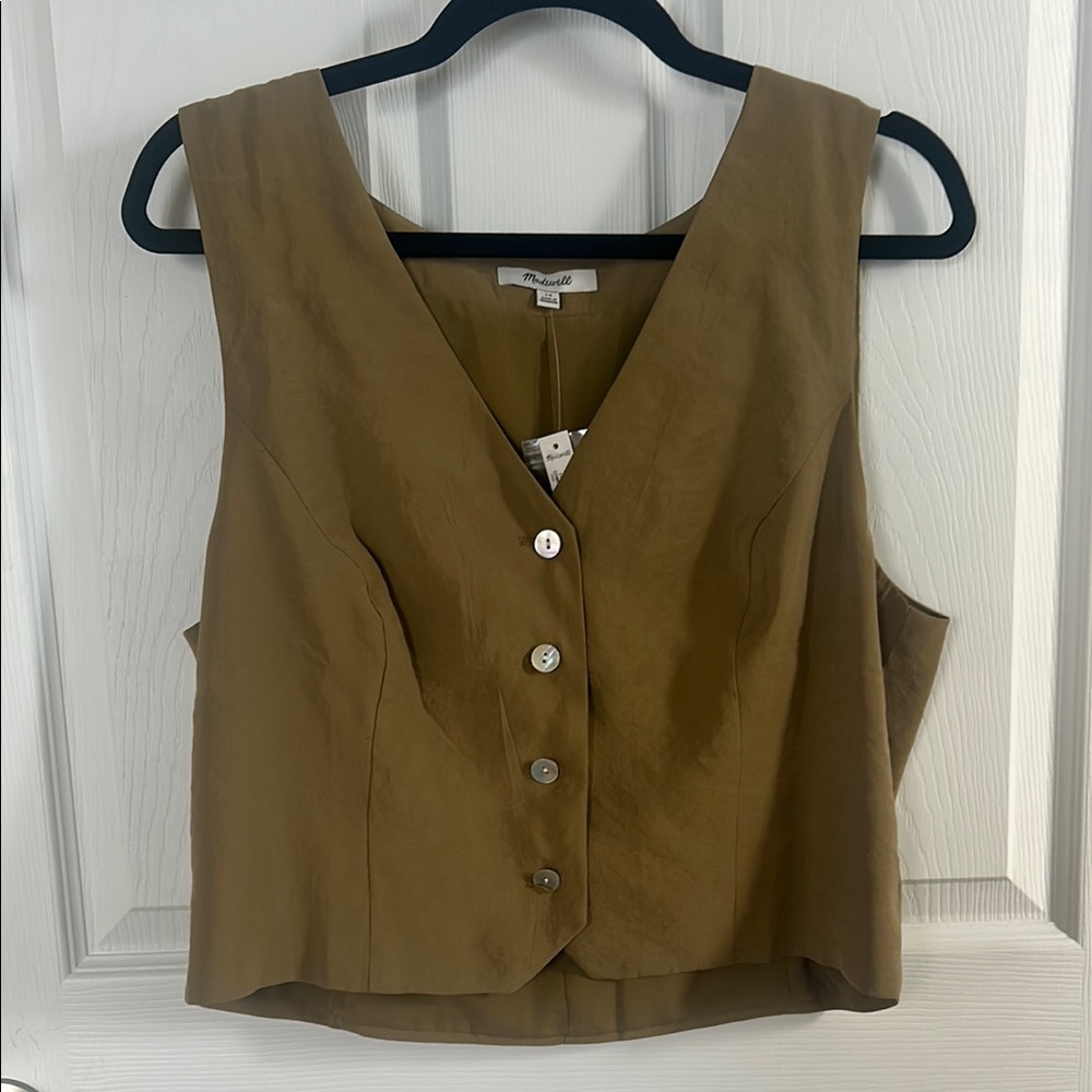 Madewell cropped button down vest- NWT